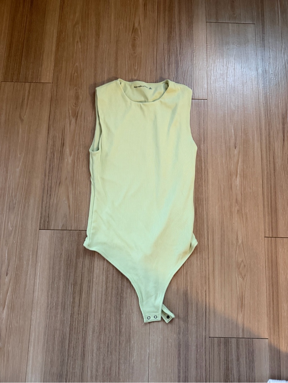 Abercrombie & Fitch Sleeveless Ribbed One-Piece Bodysuit - Yellow/green